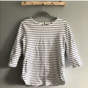 🌷4/$20 Merona striped white navy 3/4 sleeve top M
